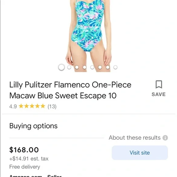 NWT Lilly Pulitzer Flamenco One-Piece Macaw Blue Sweet Escape Size 2 - Picture 7 of 8